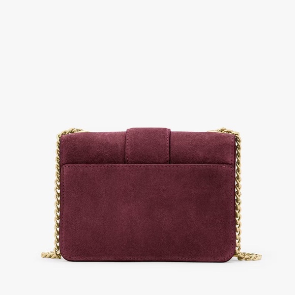 ♠️Kate Spade Phoebe Suede Turnlock Mini Flap Crossbody Box Bag, Dark Merlot NWT - Picture 3 of 5
